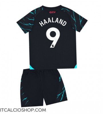 Manchester City Erling Haaland #9 Terza Maglia Bambino 2023-24 Manica Corta (+ Pantaloni corti)